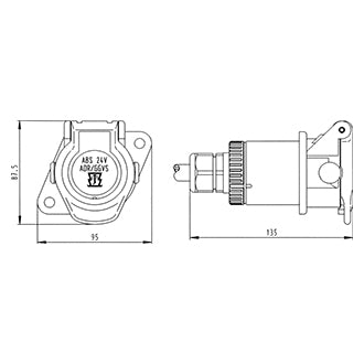 EBS Trailer Socket 24V 9-16mm Screw Contacts