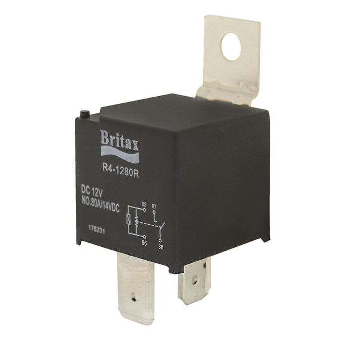 Britax Mini Relay 12V 80A 4 Pin N/O Contacts SPST 9.5mm Resistor Protected