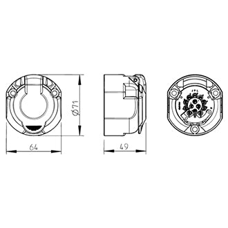 Trailer Socket 13P 12V Screw Contact + Grommet EJ Boxed