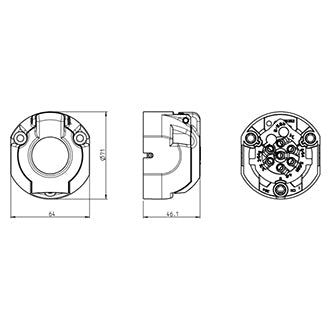 Trailer Socket 7 Pin Round Large Metal Body with Internal Screw Terminals