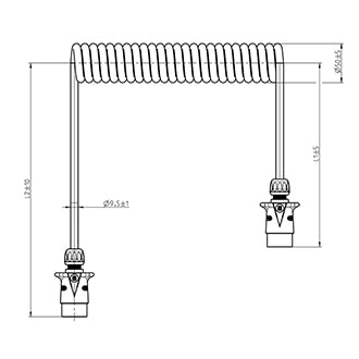 Suzi Coil 7 pin 5.6M Max Standard with Large Round Plugs x 2 and 1 Metre